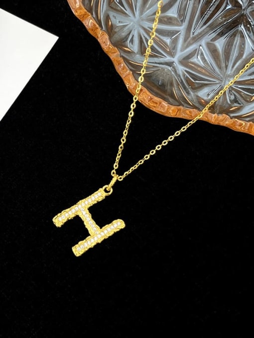 NS997 [ Gold H] 925 Sterling Silver Cubic Zirconia Letter Dainty Necklace